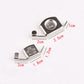 Magnetic seam guide press foot set with size measurements shown on two pieces