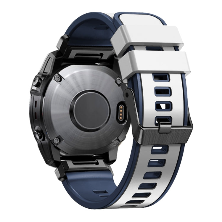 Two-color quick-release silicone watch band, navy blue with light gray accents