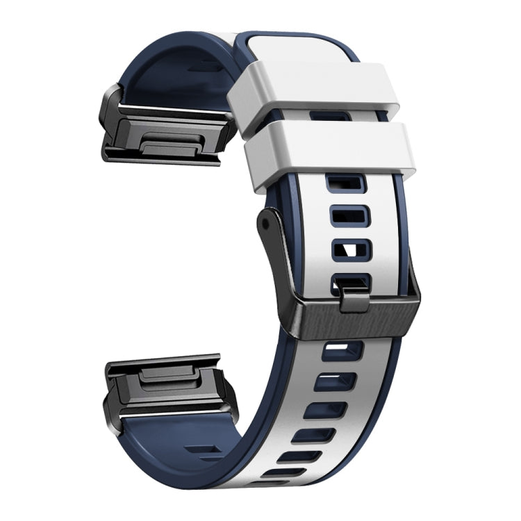 Two-color quick-release silicone watch band, navy blue with light gray clasp