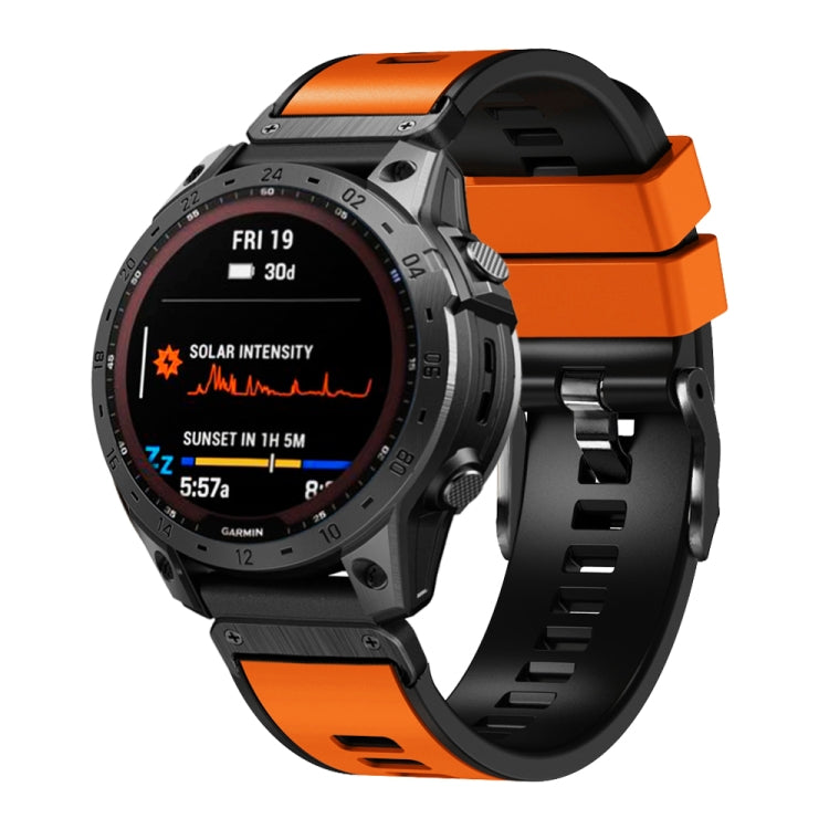 Two-color quick-release silicone watch band, orange with black clasp and strap