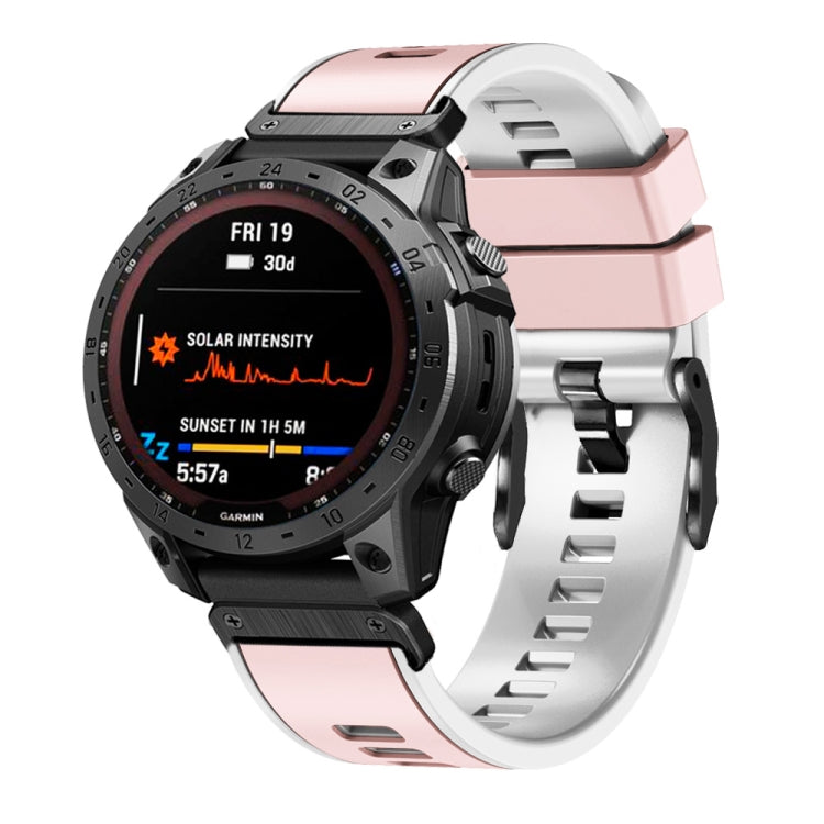 Two-color quick-release silicone watch band, pink with light gray clasp