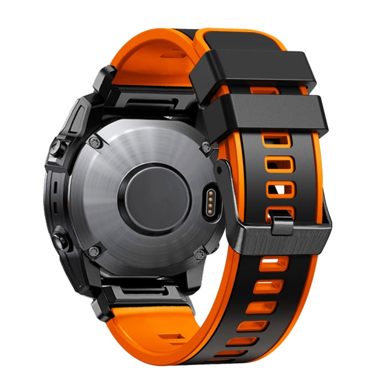 Two-color quick-release silicone watch band, bright orange with black quick-release