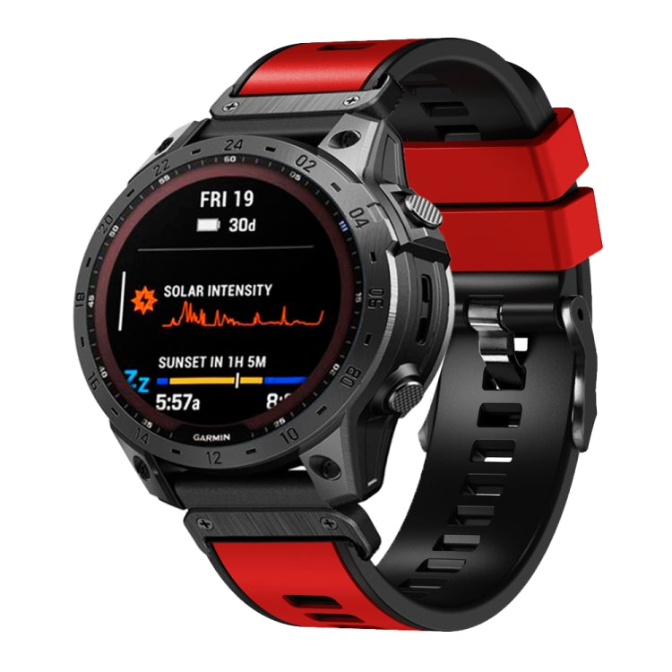 Two-color quick-release silicone watch band, red with black quick-release