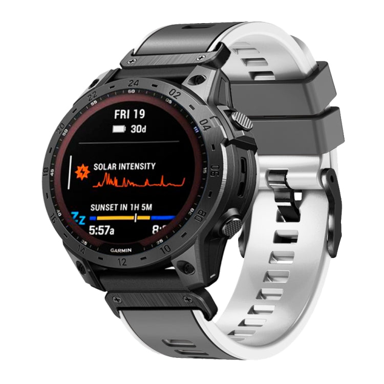 Two-color quick-release silicone watch band, light gray with black quick-release