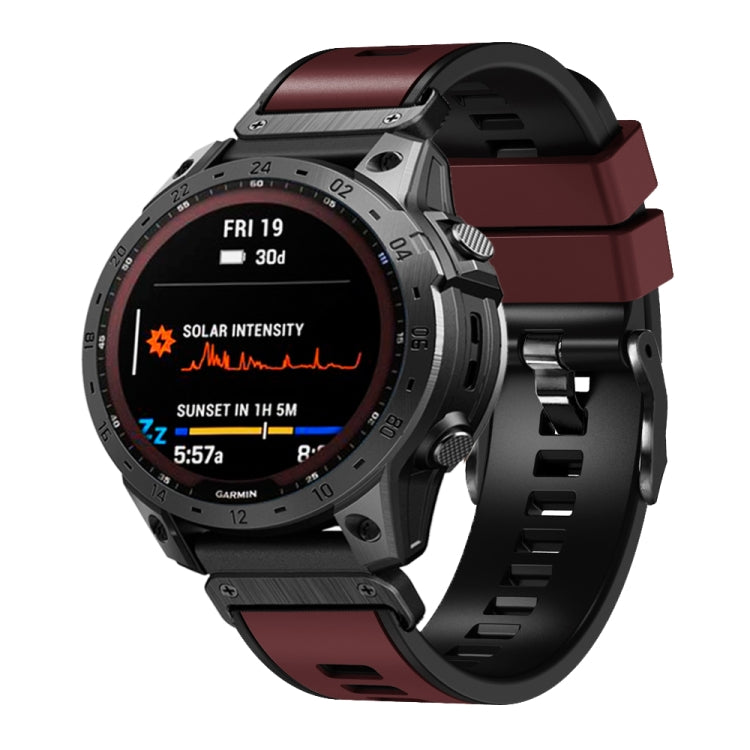 Two-color quick-release silicone watch band, maroon with black quick-release