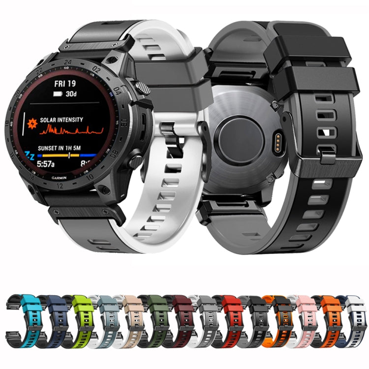 Assorted two-color silicone watch bands with quick-release straps, multiple colors