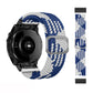 Adjustable braided nylon watch band with blue-and-white zigzag knit and silver buckle for Garmin Fenix 7