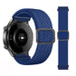 Adjustable braided nylon watch band with solid blue knit fabric and gold-toned buckle for Garmin Fenix 7