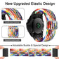 Rainbow multicolor braided nylon watch band with adjustable buckle on black watch case