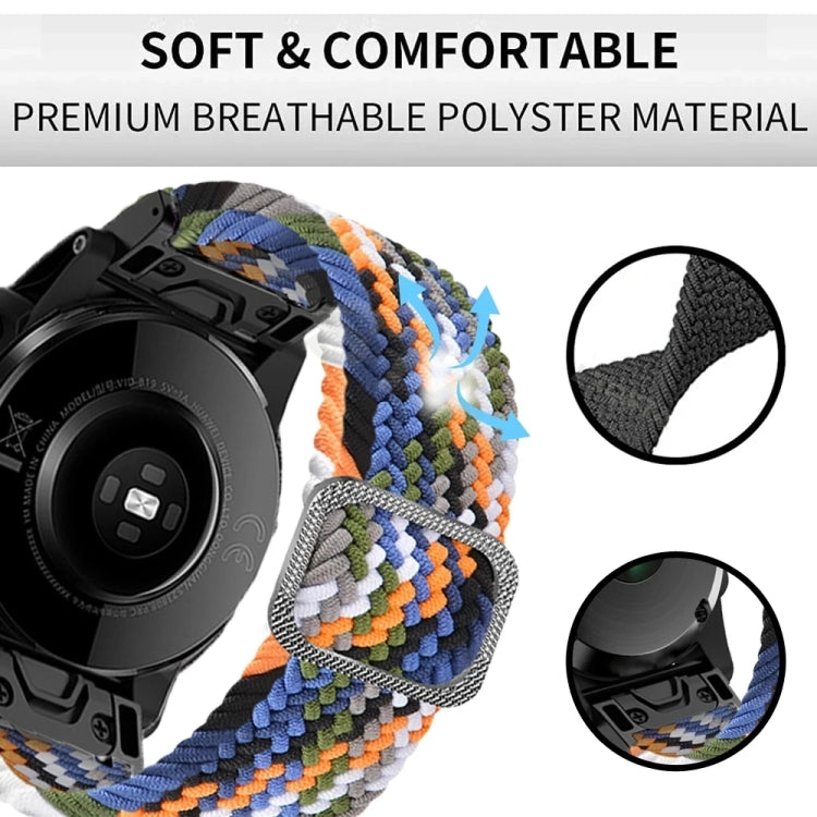Multicolor braided nylon watch band with textured clasp and vented sport watch face