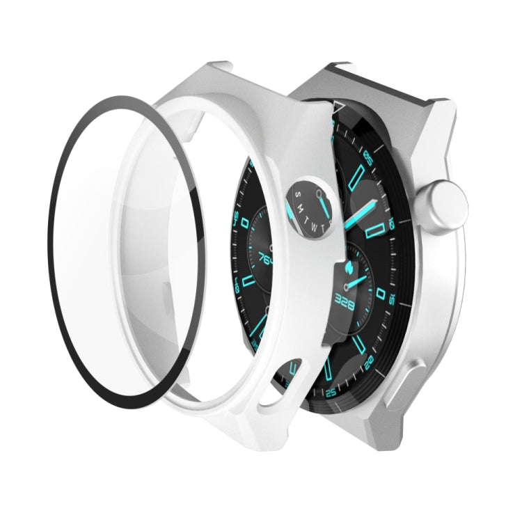 White 2-in-1 watch case with tempered glass film for GT3 Pro 46mm watch