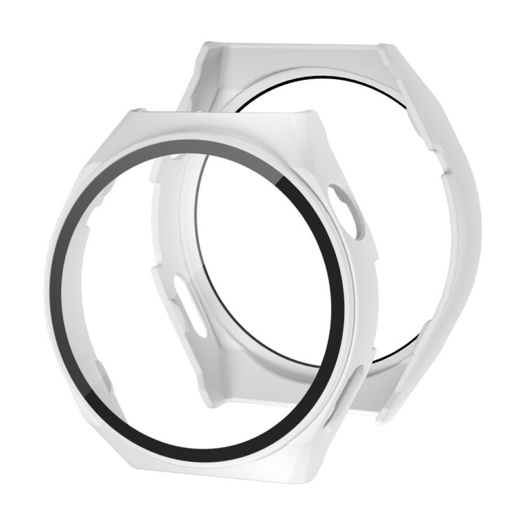 White watch case frame with circular tempered glass screen protector for GT3 Pro 46mm