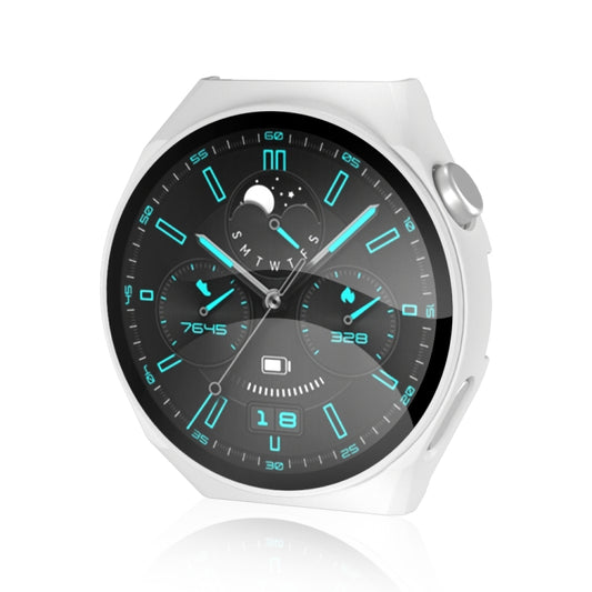 White protective watch case with fitted tempered glass screen for GT3 Pro 46mm