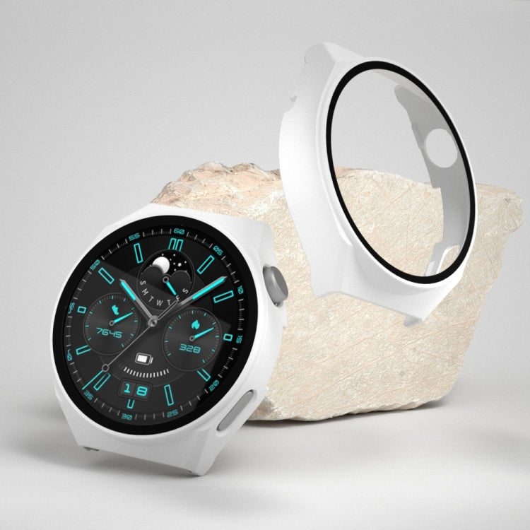 White watch protective case with tempered glass ring screen protector for GT3 Pro 46mm