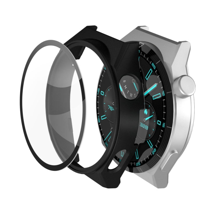 Black 2-in-1 watch case with tempered glass film for GT3 Pro 46mm smartwatch
