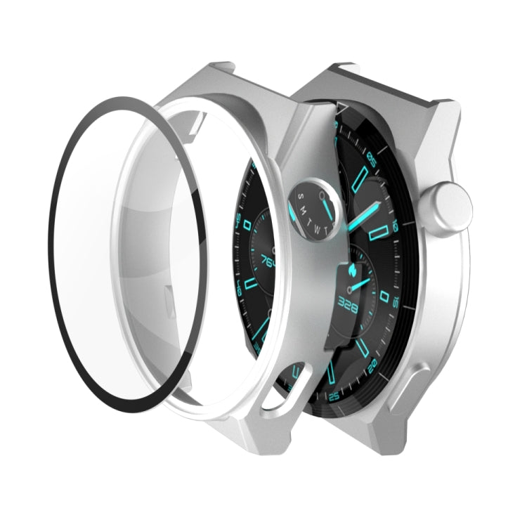 Silver 2-in-1 watch case with tempered glass film for GT3 Pro 46mm smartwatch