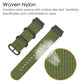 Army green woven nylon watch band with three-ring buckle and adjustable holes