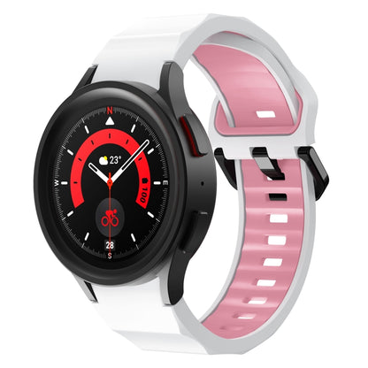 Two-tone silicone watch band, white and pink with pin-buckle, for Galaxy Watch5 Pro