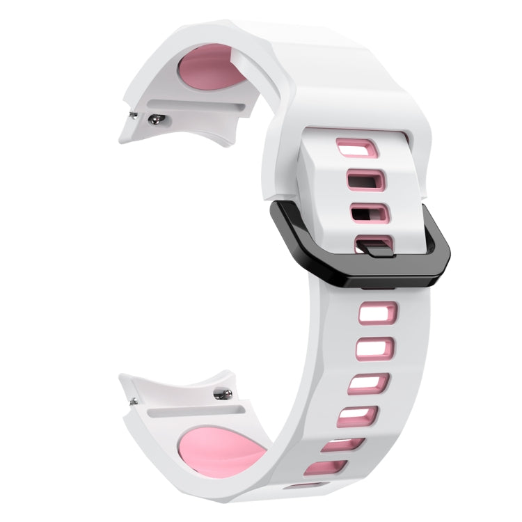 Two-tone silicone watch band, white and pink with buckle and strap holes, for Galaxy Watch5 Pro
