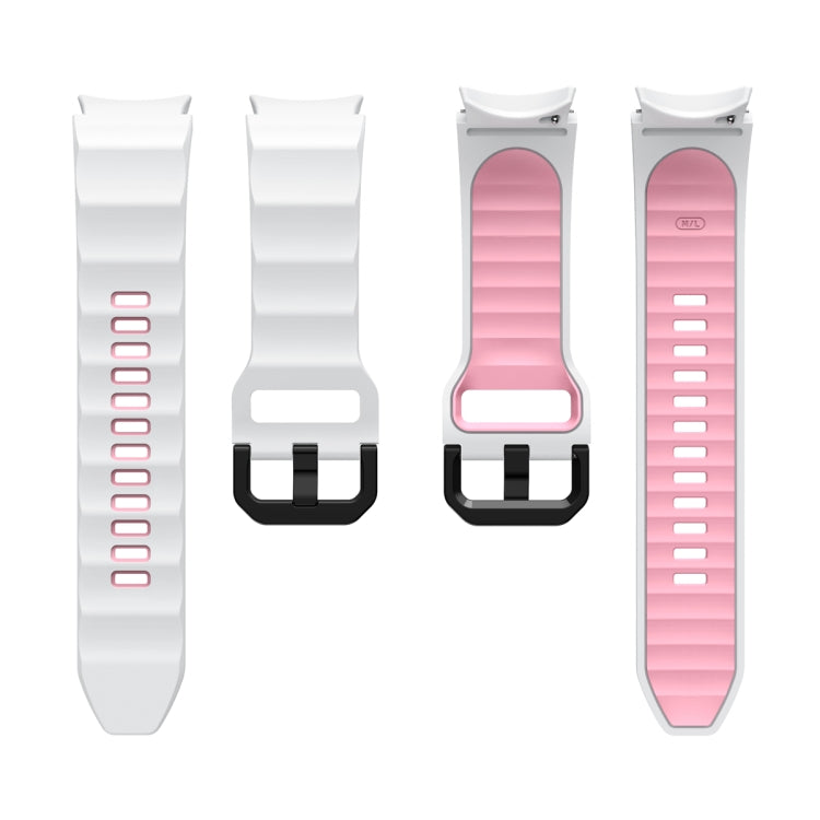 Two-tone silicone watch bands, white and pink set with pin-buckles, for Galaxy Watch5 Pro