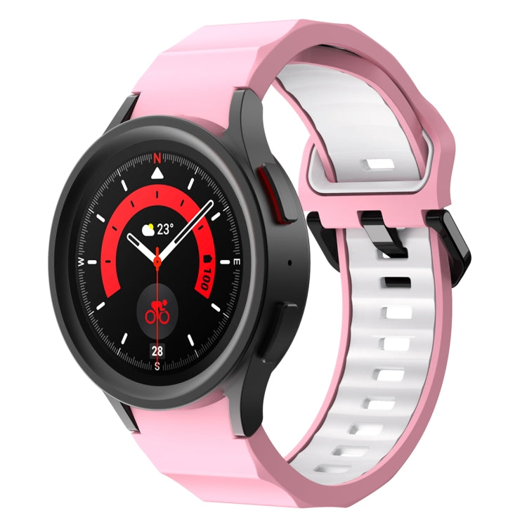 Two-tone silicone watch band, pale pink and white with pin-buckle, for Galaxy Watch5 Pro