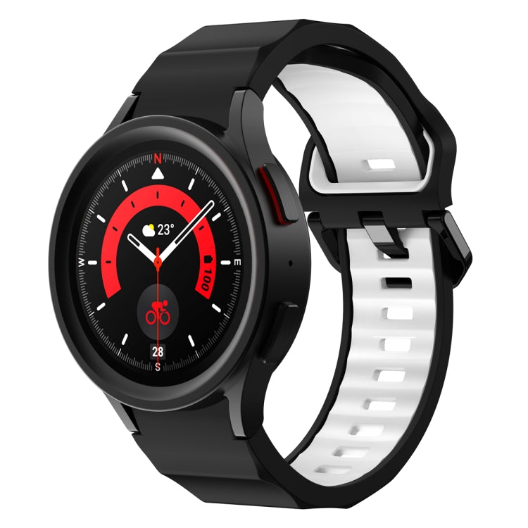 Two-tone silicone watch band, black and white with pin-buckle, for Galaxy Watch5 Pro