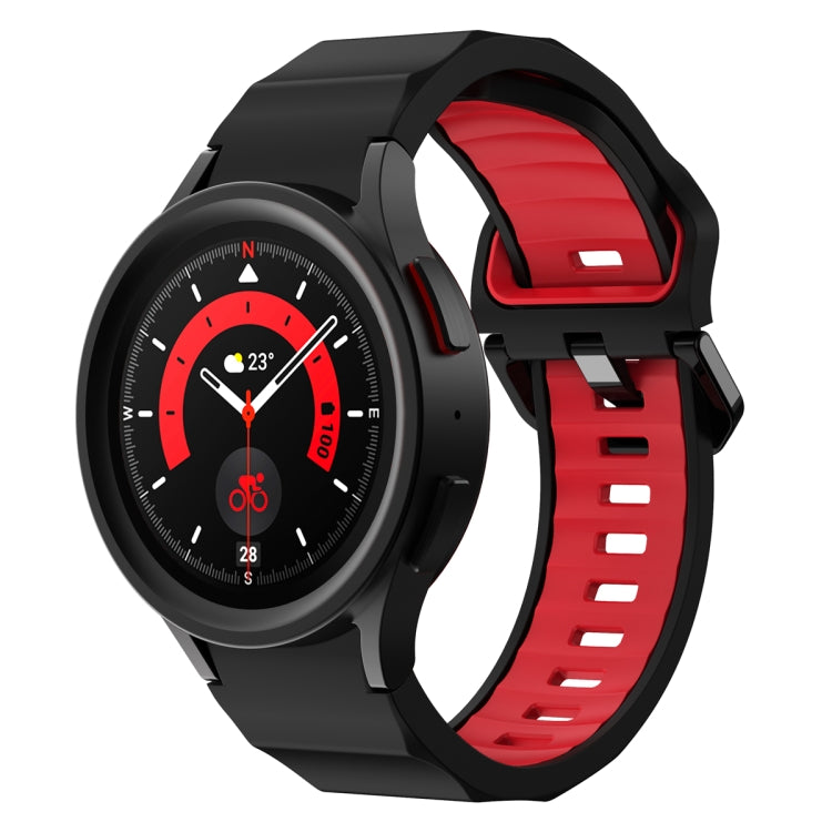 Two-tone silicone watch band, black and red with pin-buckle, for Galaxy Watch5 Pro