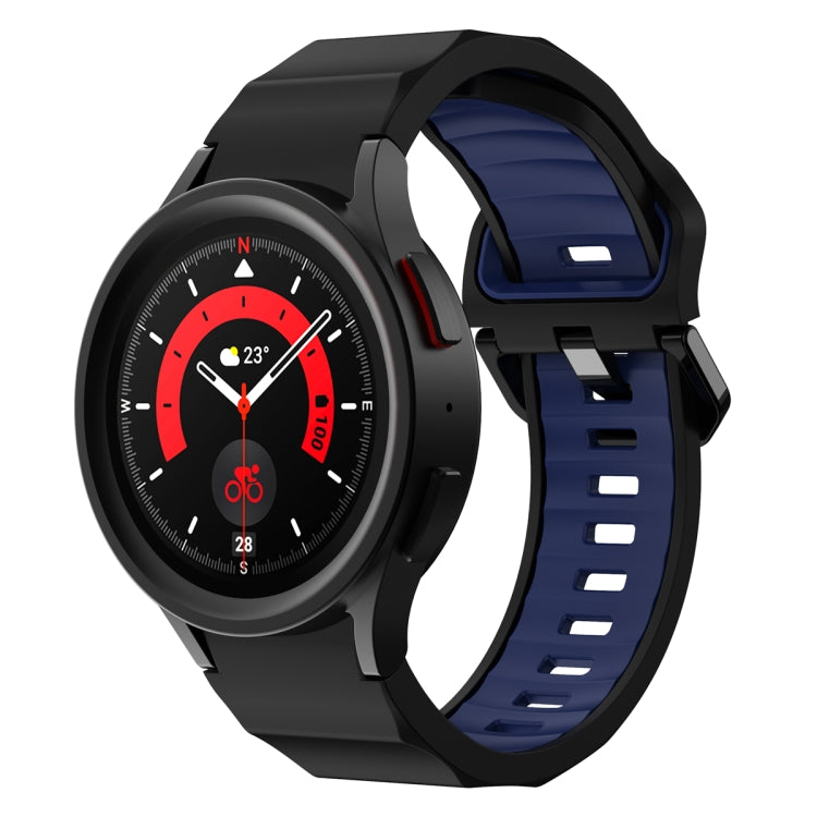 Two-tone silicone watch band, black and blue with pin-buckle, for Galaxy Watch5 Pro