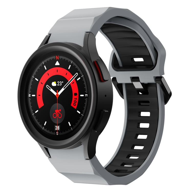 Two-tone silicone watch band with black and gray for Samsung Galaxy Watch5 Pro.