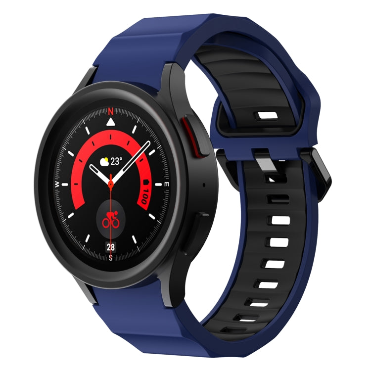 Two-tone silicone watch band with black and navy for Samsung Galaxy Watch5 Pro.