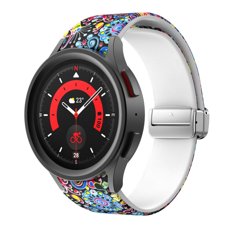 Colorful paisley printed silicone watch band with magnetic clasp and metal adapter