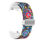 Colorful paisley floral printed silicone watch band with magnetic clasp, close-up