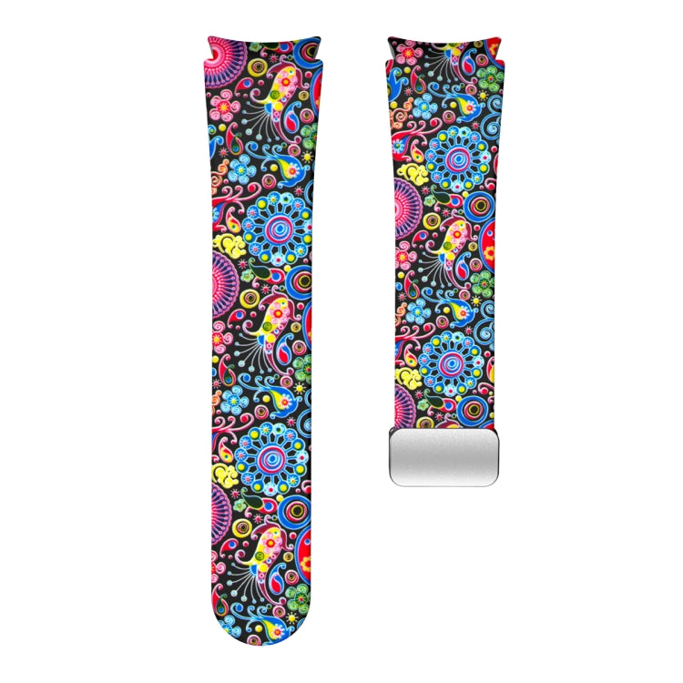 Two colorful printed silicone watch bands with magnetic clasp, multicolor pattern