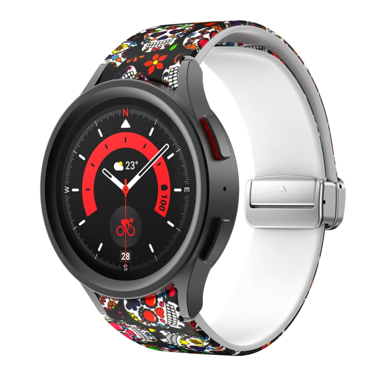 Black printed silicone watch band with colorful graphic and magnetic clasp