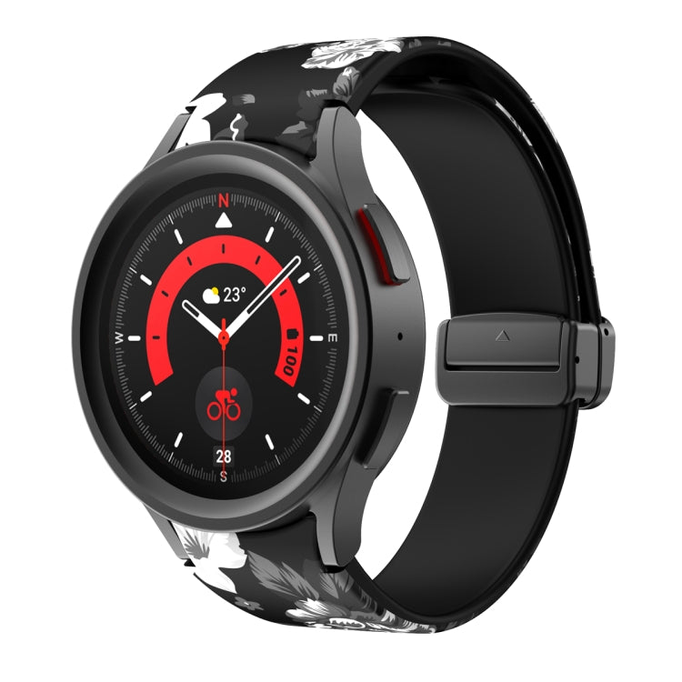 Black printed silicone magnetic watch band with clasp