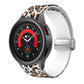 Printed silicone watch band with leopard print and magnetic clasp, for smartwatch use