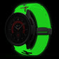 Luminous green silicone watch band with magnetic clasp, glowing for low-light wear