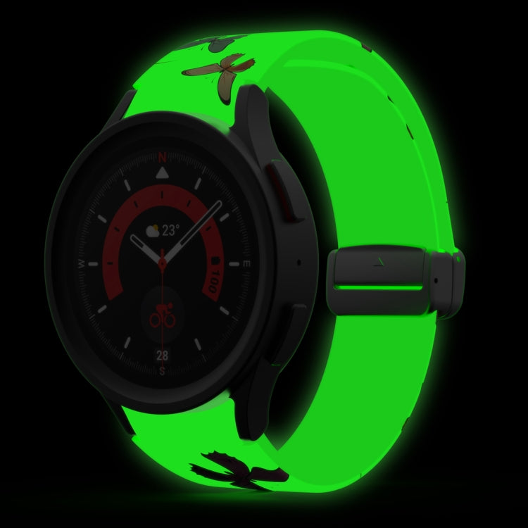 Luminous green silicone watch band with magnetic clasp, glowing for low-light wear