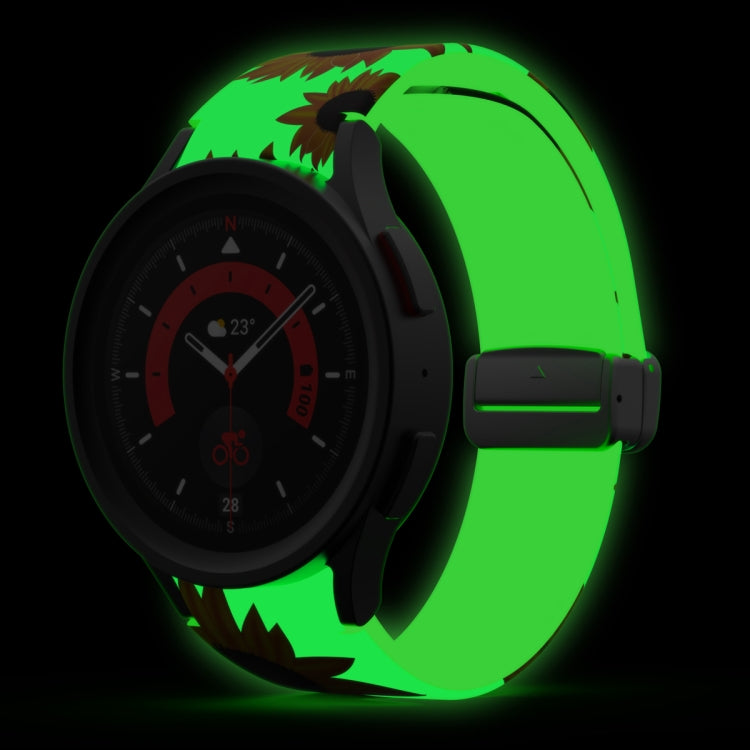 Neon green printed silicone watch band with magnetic clasp for smartwatch