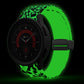 Green leopard-spot printed silicone watch band with magnetic clasp for smartwatch