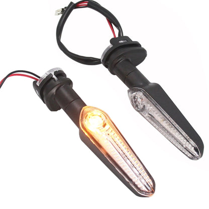 Pair motorcycle LED turn signal lights with amber lens and black housing