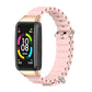 Light pink silicone breathable watch band with metal buckle and perforated strap