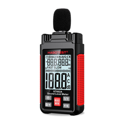 Handheld digital sound level meter with microphone and large LCD display