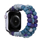 Blue beaded watch band with speckled beads and rose-gold hardware