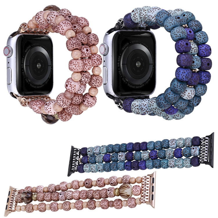 Set of pink and blue speckled beaded watch bands with metal end clasps
