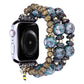 Blue speckled bead watch band with rose-gold links and black watch connector