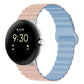 Light blue and beige ribbed silicone watch band with reverse magnetic buckle, 41mm