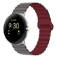 Grey and burgundy ribbed silicone watch band with reverse magnetic buckle, 41mm