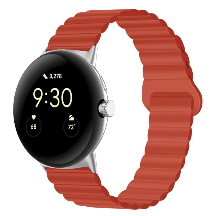 Red silicone watch band with magnetic reverse buckle, 41mm