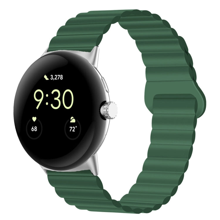 Dark green silicone watch band with magnetic reverse buckle, 41mm